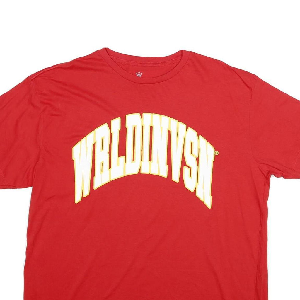 WRLDVSN Mens Red WRLDINVSN Graphic T-Shirt XL Short Sleeve Crew Neck Cotton