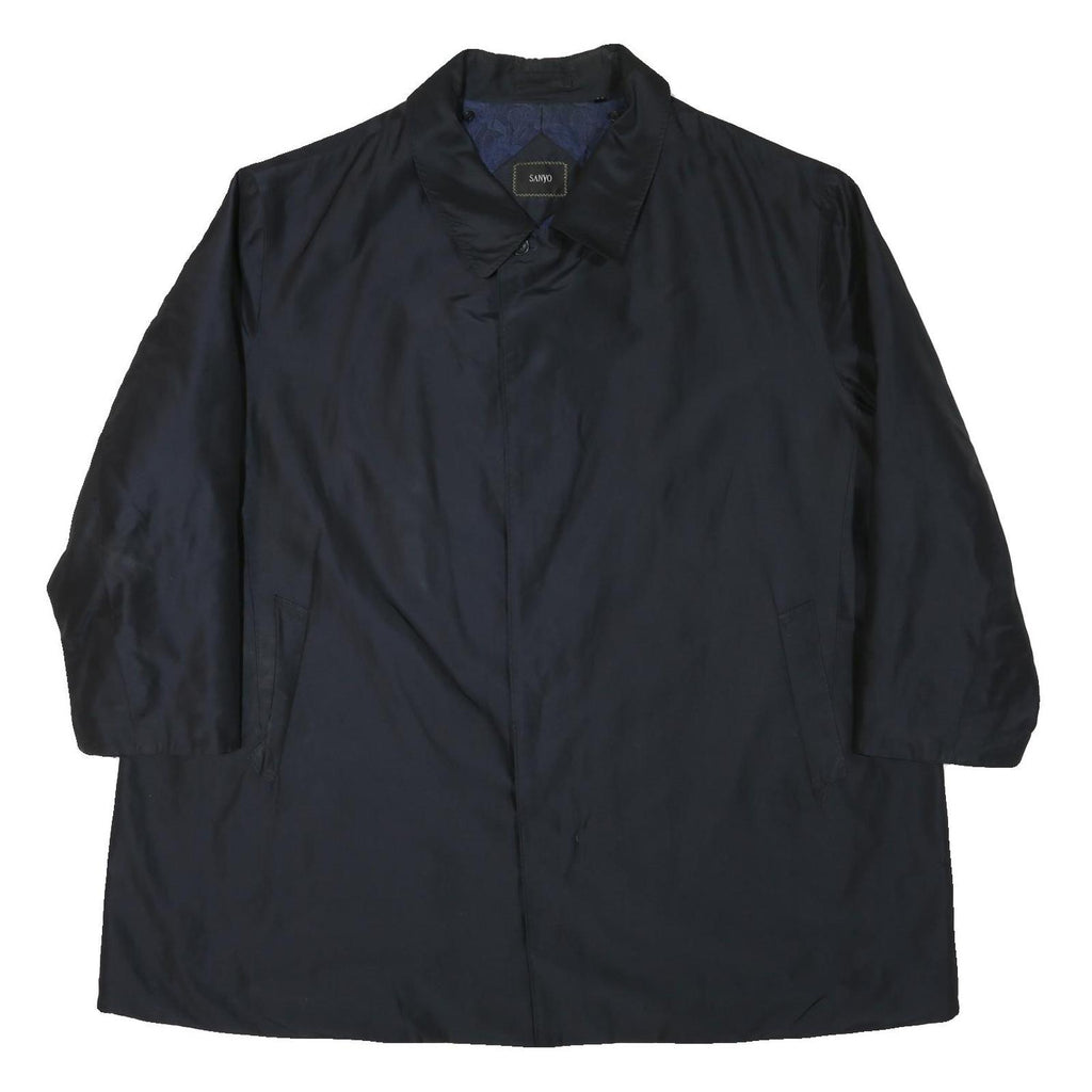 SANYO Mens Black Button Jacket 4XL Polyester Blend Classic Plain Lightweight