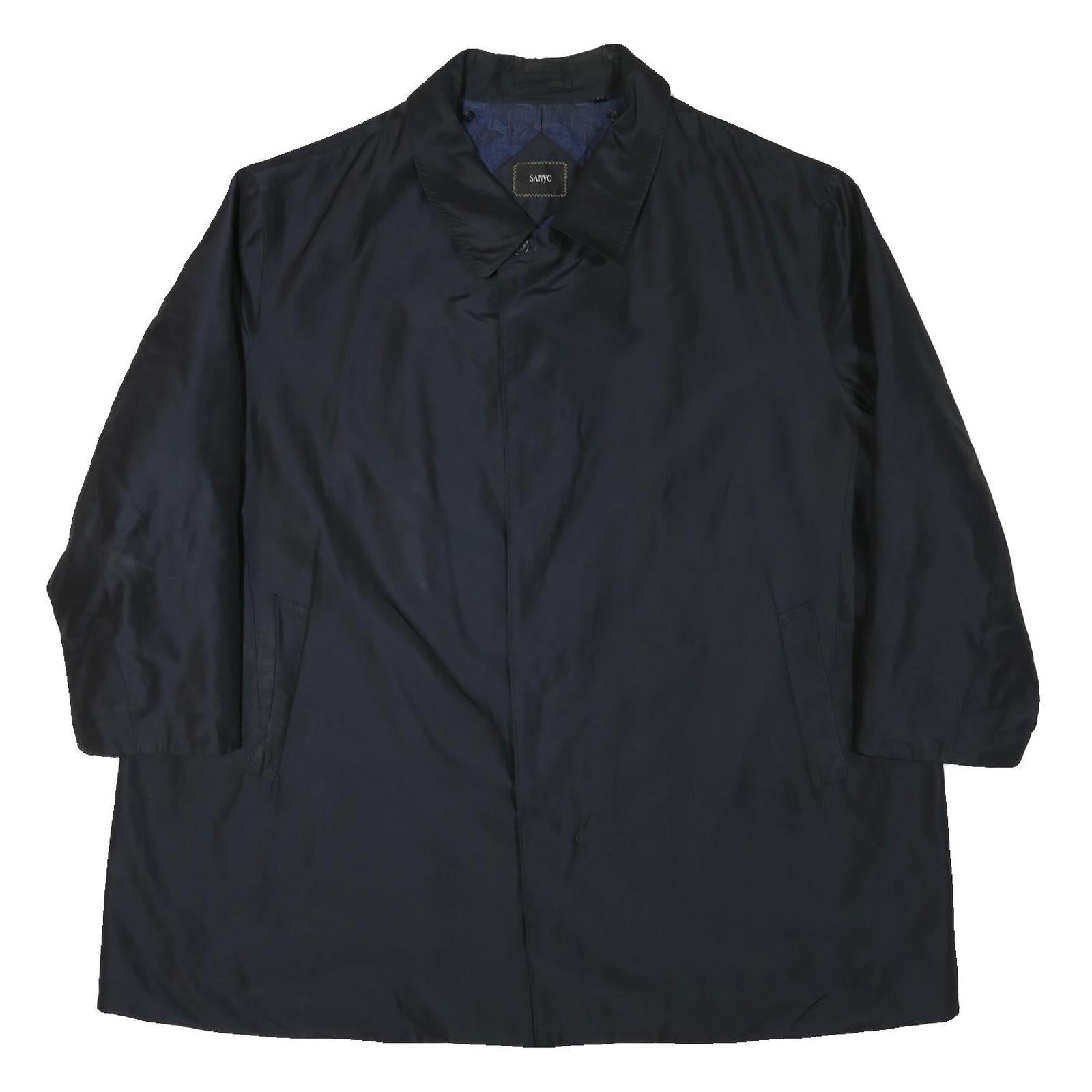 SANYO Mens Black Button Jacket 4XL Polyester Blend Classic Plain Lightweight