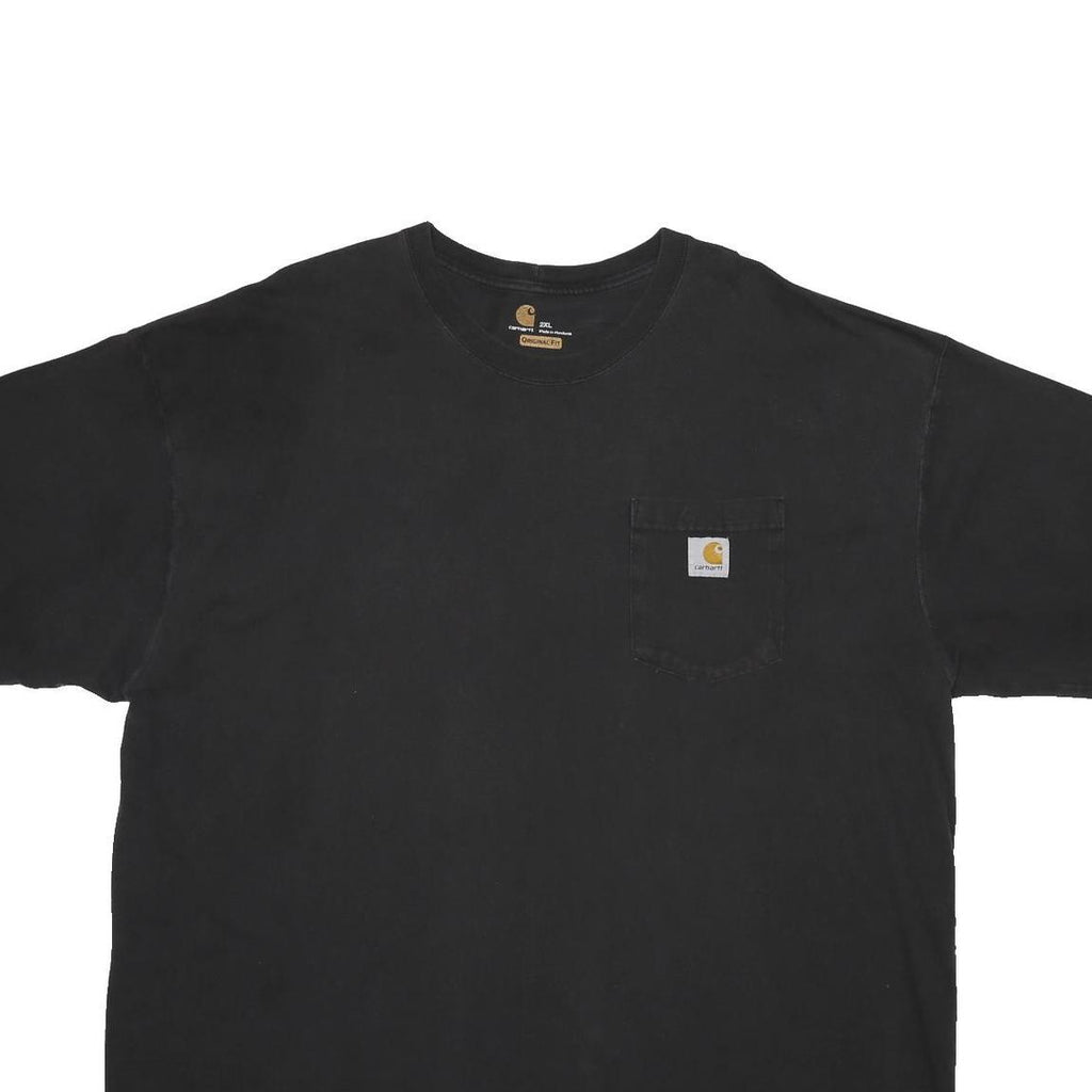 CARHARTT Mens Black Pocket T-Shirt 2XL Short Sleeve Crew Neck Classic Workwear