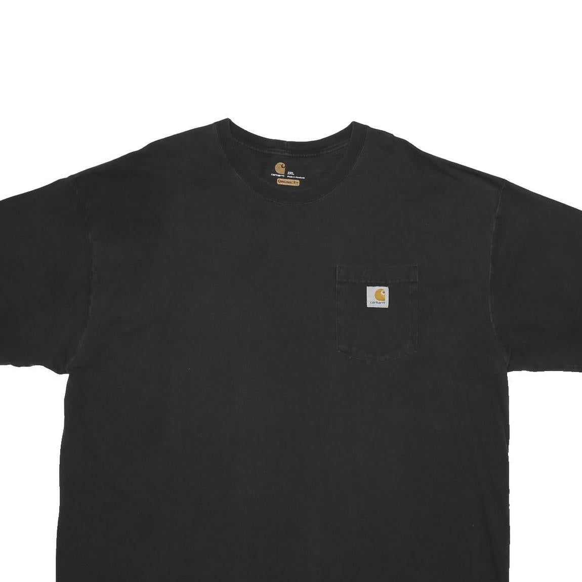 CARHARTT Mens Black Pocket T-Shirt 2XL Short Sleeve Crew Neck Classic Workwear