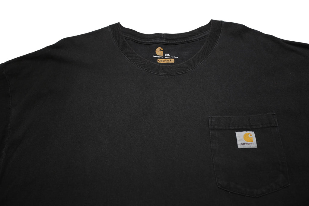 CARHARTT Mens Black Pocket T-Shirt 2XL Short Sleeve Crew Neck Classic Workwear