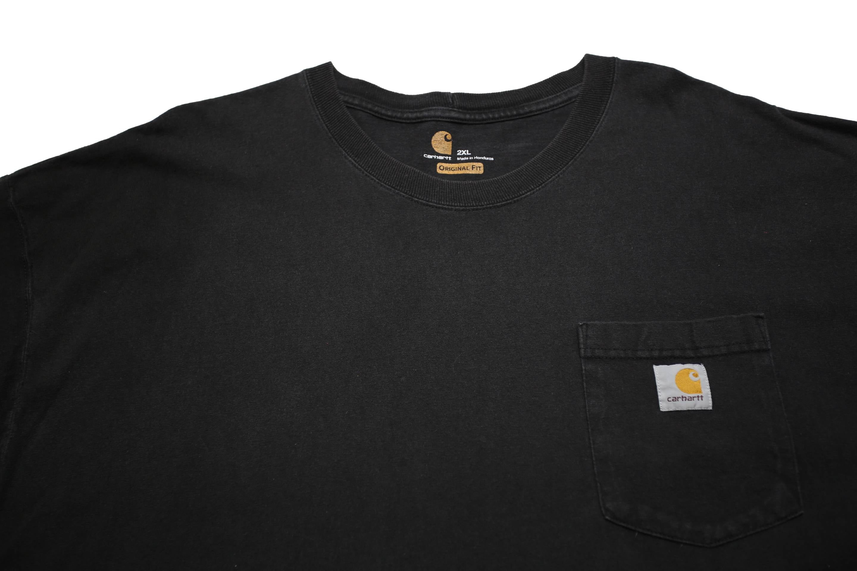 CARHARTT Mens Black Pocket T-Shirt 2XL Short Sleeve Crew Neck Classic Workwear