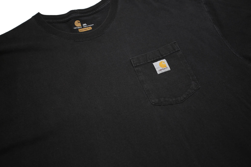 CARHARTT Mens Black Pocket T-Shirt 2XL Short Sleeve Crew Neck Classic Workwear