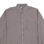 TOMMY HILFIGER Mens Red Black & White Checked Shirt XL Classic Button-Down