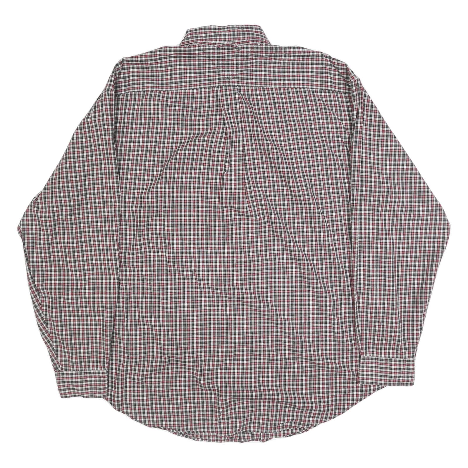 TOMMY HILFIGER Mens Red Black & White Checked Shirt XL Classic Button-Down