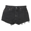 LEVI'S Womens Black Denim Cut-Off Shorts L W34 Frayed Hem Casual