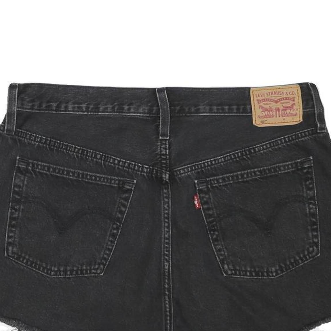 LEVI'S Womens Black Denim Cut-Off Shorts L W34 Frayed Hem Casual
