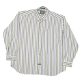 DOCKERS Mens White & Green & Blue Striped Cotton Blend Shirt M Casual Long