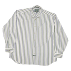 DOCKERS Mens White & Green & Blue Striped Cotton Blend Shirt M Casual Long