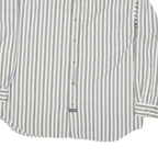 DOCKERS Mens White & Green & Blue Striped Cotton Blend Shirt M Casual Long