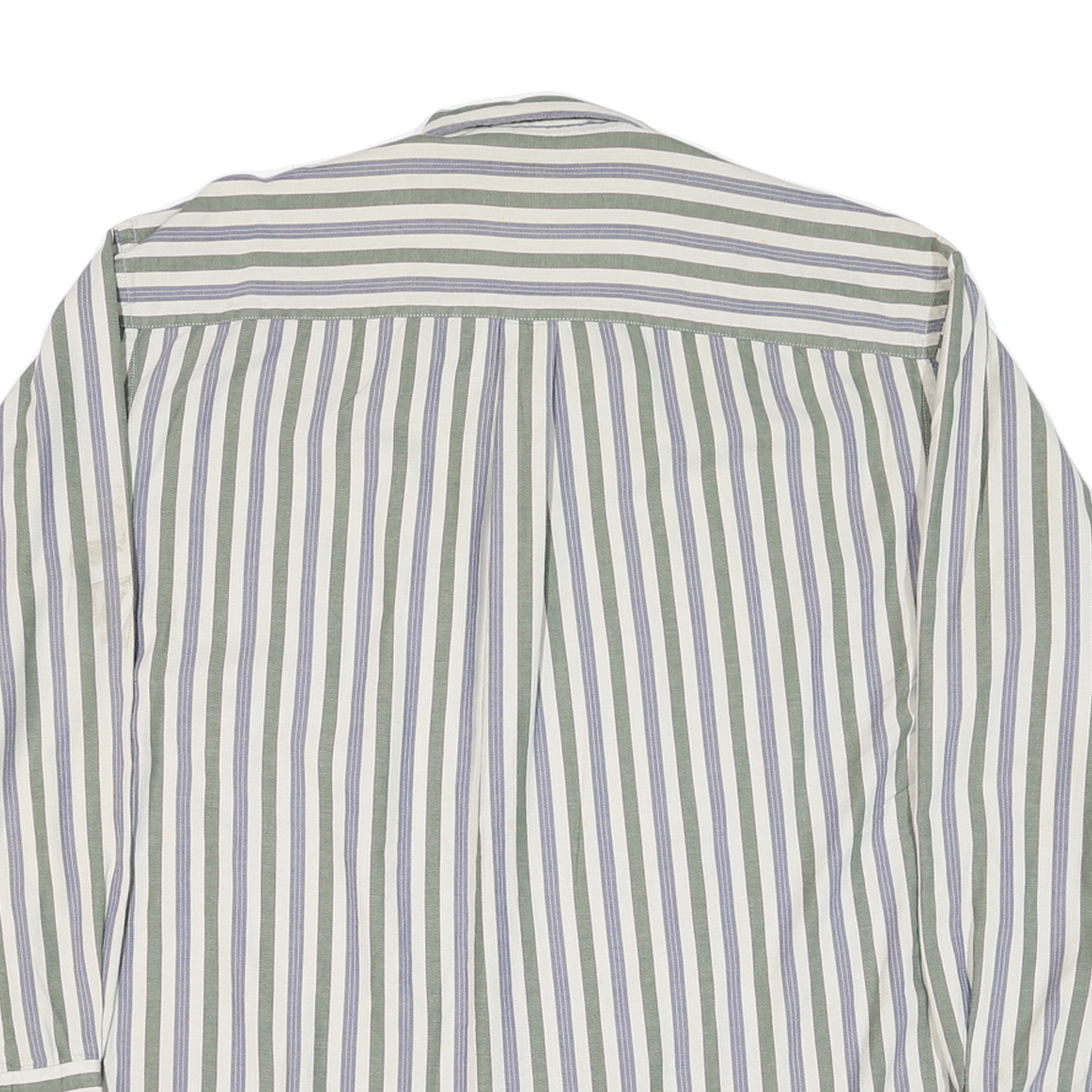 DOCKERS Mens White & Green & Blue Striped Cotton Blend Shirt M Casual Long
