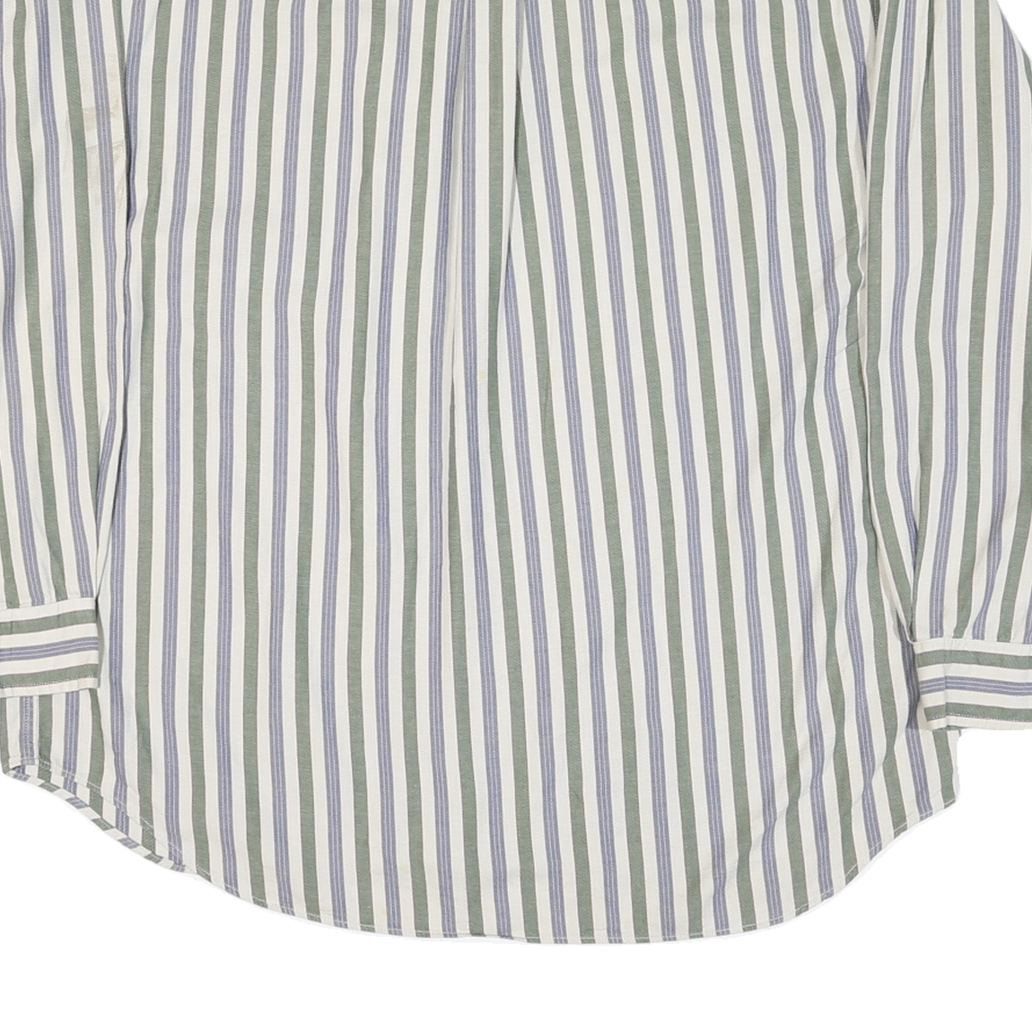 DOCKERS Mens White & Green & Blue Striped Cotton Blend Shirt M Casual Long