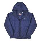 LEVI'S Mens Navy Blue Puffer Jacket L Polyester Blend Hooded Zip Casual