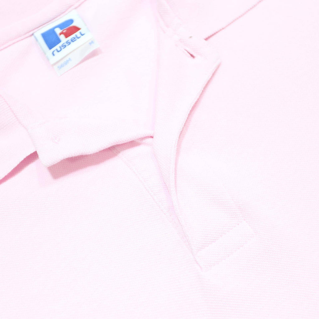 RUSSELL ATHLETIC Mens Pink Short Sleeve Plain Polo Shirt M Cotton Basic