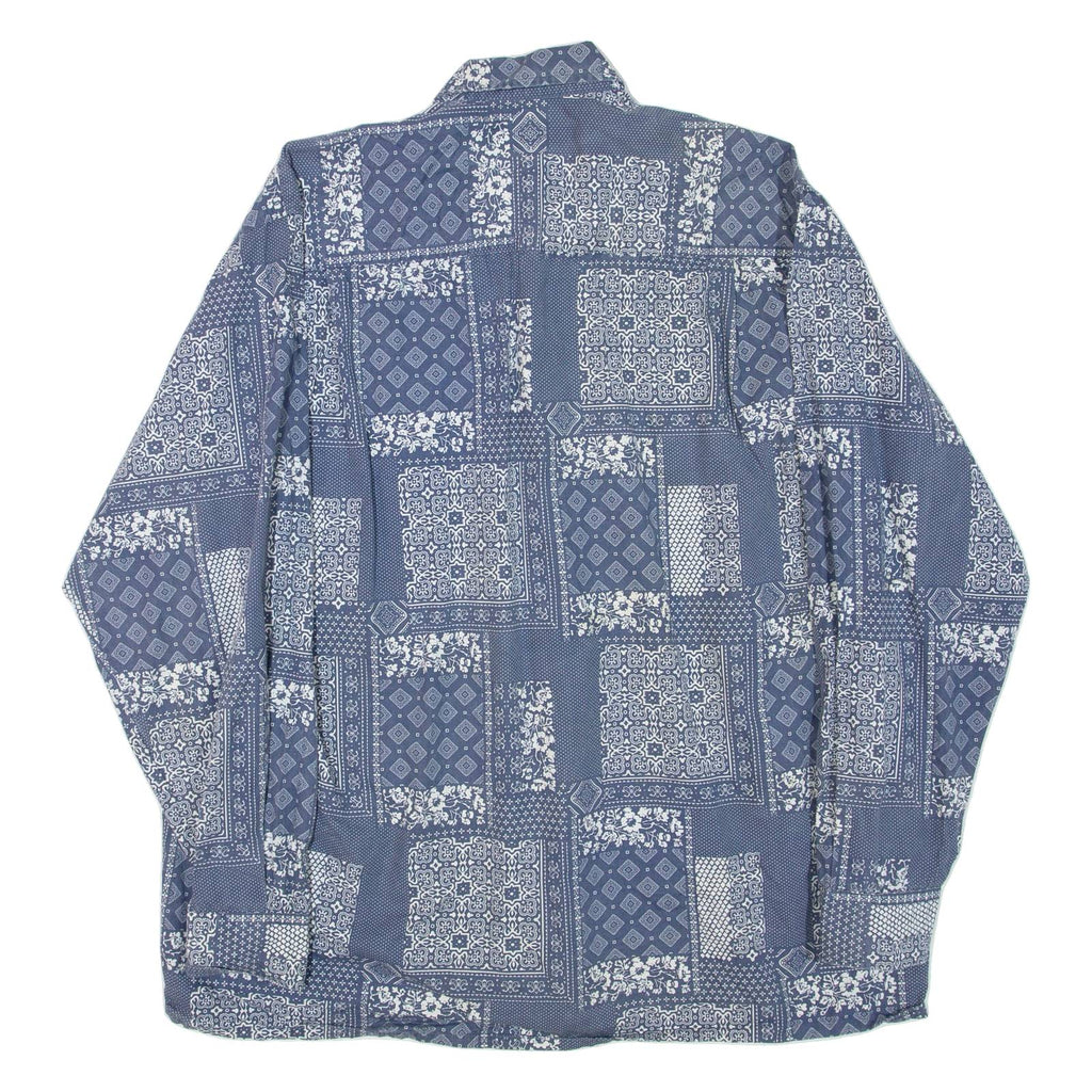 GATSBY INTERNATIONAL Mens Shirt Blue Crazy Pattern Long Sleeve M