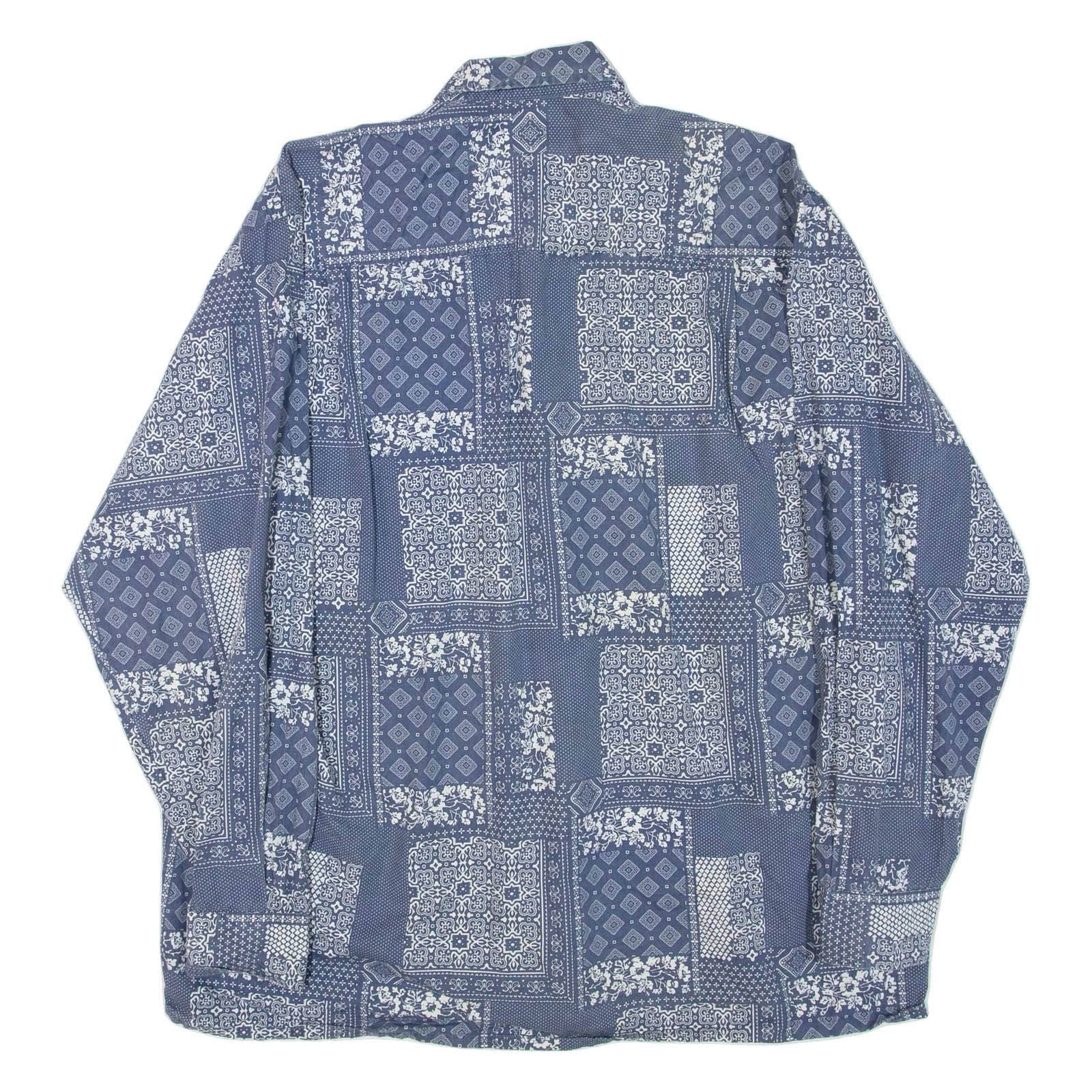 GATSBY INTERNATIONAL Mens Shirt Blue Crazy Pattern Long Sleeve M