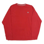 CHAMPION Mens Red Long Sleeve Crew Neck T-Shirt L Cotton Casual Sports