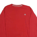 CHAMPION Mens Red Long Sleeve Crew Neck T-Shirt L Cotton Casual Sports