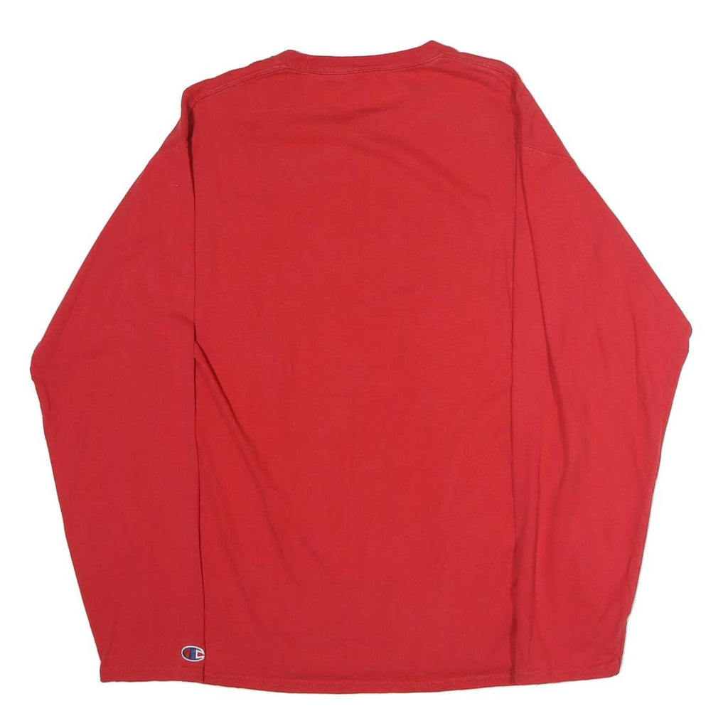CHAMPION Mens Red Long Sleeve Crew Neck T-Shirt L Cotton Casual Sports