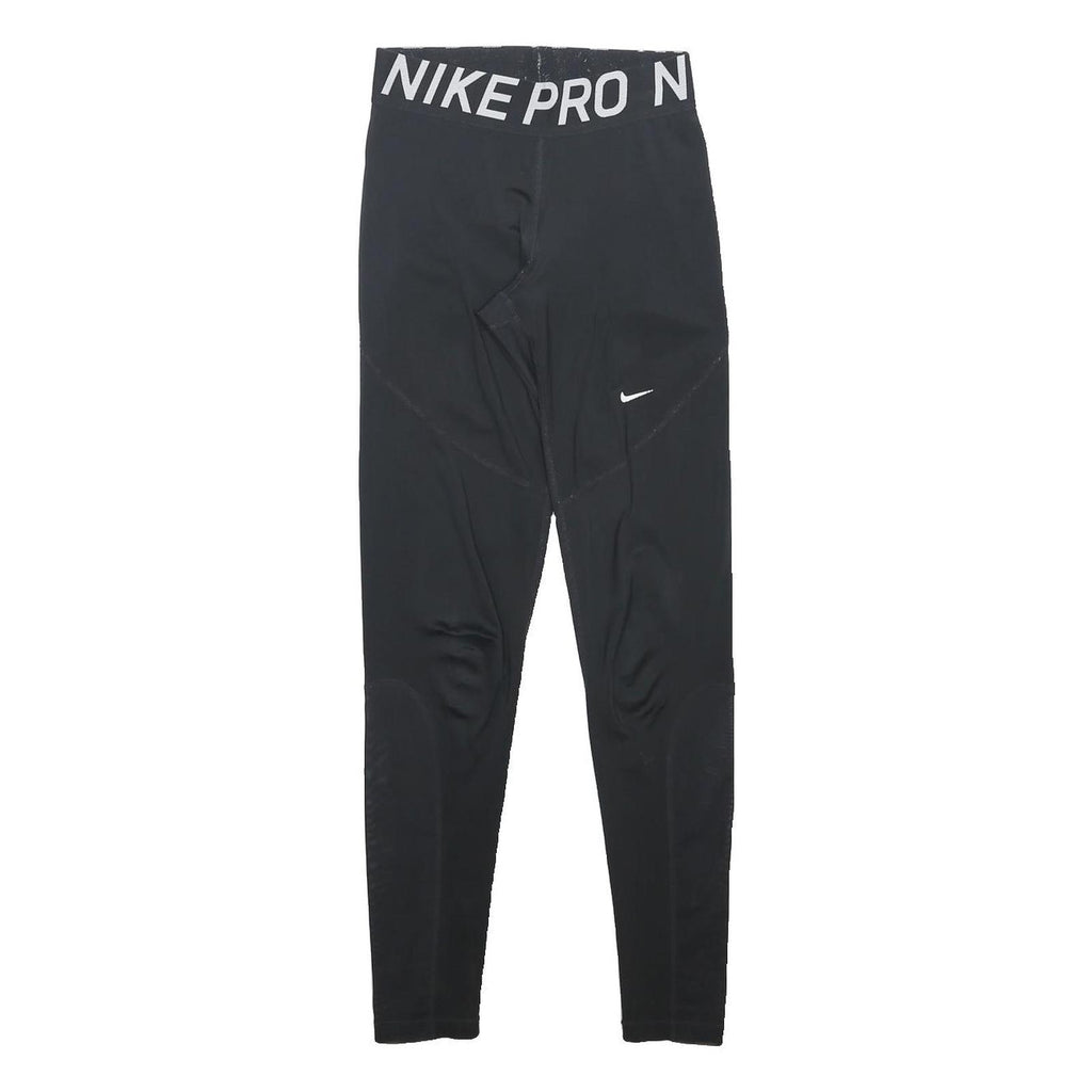 NIKE Womens Leggings Black Slim Tapered S W22 L27 Nike Pro Logo Drawstring