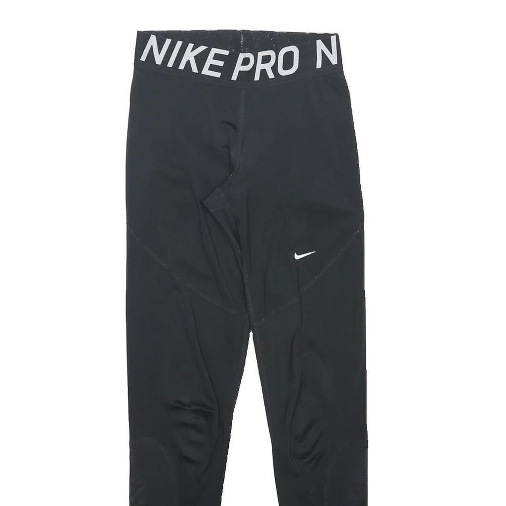NIKE Womens Leggings Black Slim Tapered S W22 L27 Nike Pro Logo Drawstring