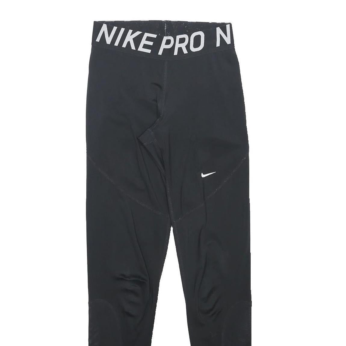 NIKE Womens Leggings Black Slim Tapered S W22 L27 Nike Pro Logo Drawstring