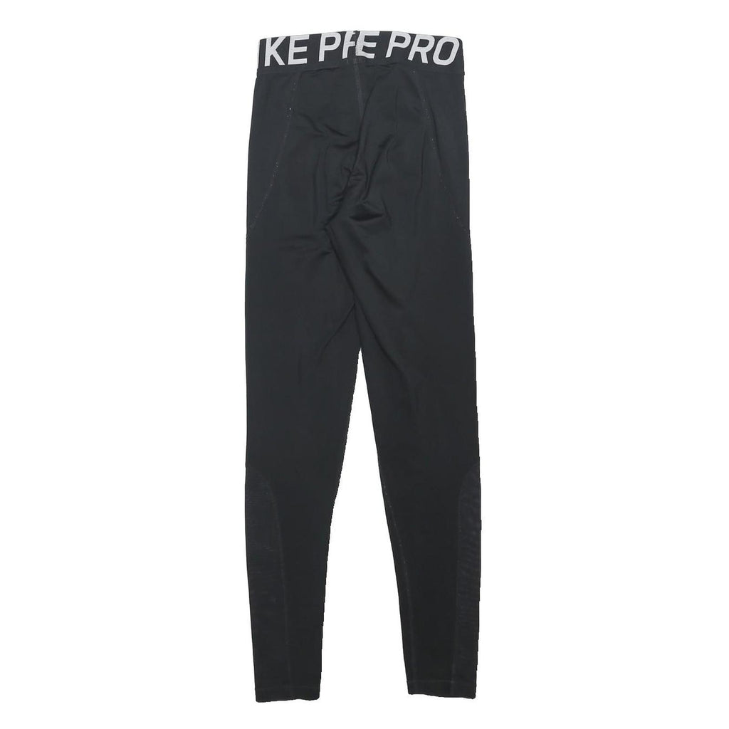 NIKE Womens Leggings Black Slim Tapered S W22 L27 Nike Pro Logo Drawstring