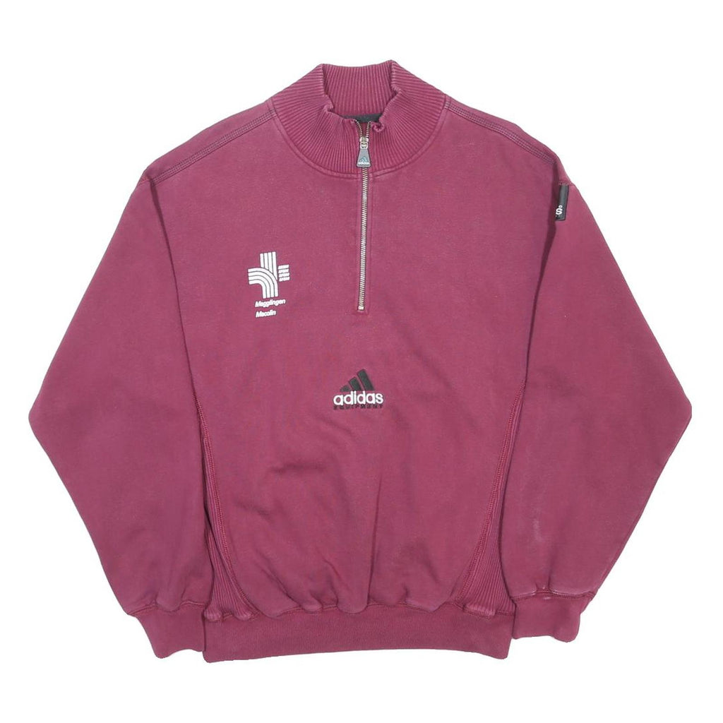 ADIDAS Mens Maroon 1/4 Zip Sweatshirt M Cotton Blend Athletic Pullover