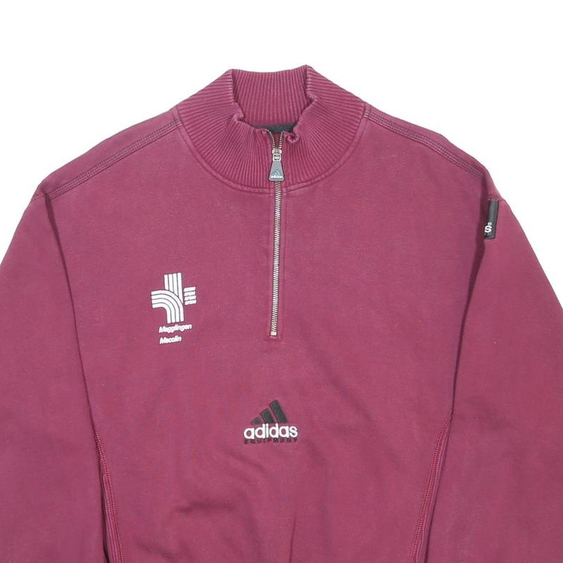 ADIDAS Mens Maroon 1/4 Zip Sweatshirt M Cotton Blend Athletic Pullover