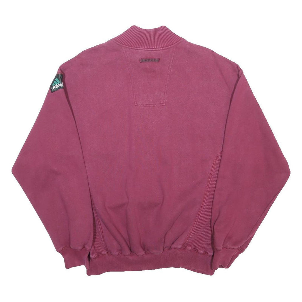ADIDAS Mens Maroon 1/4 Zip Sweatshirt M Cotton Blend Athletic Pullover