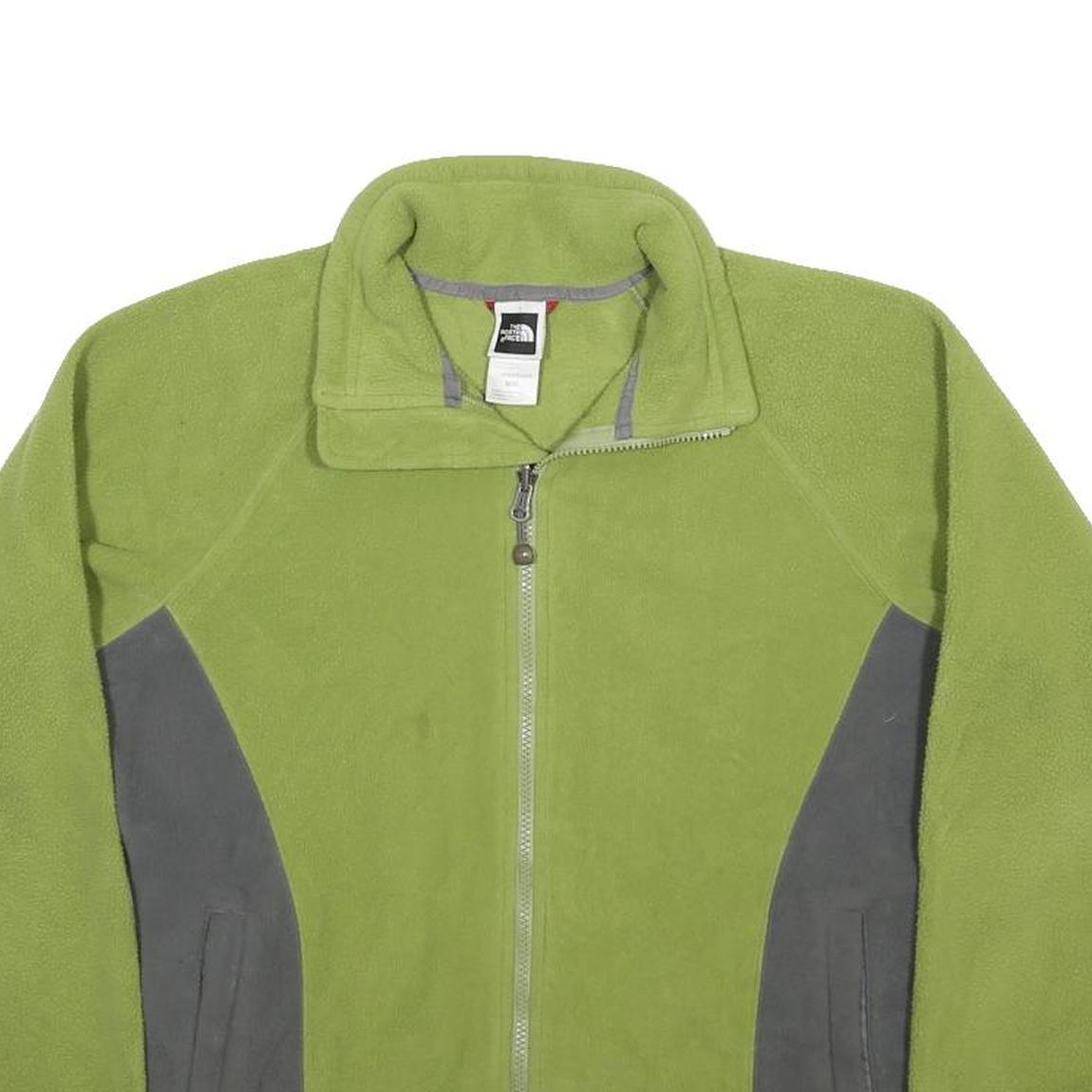 THE NORTH FACE Womens Green & Grey Jacket M Polyester Zip Outdoor Casual Fleece