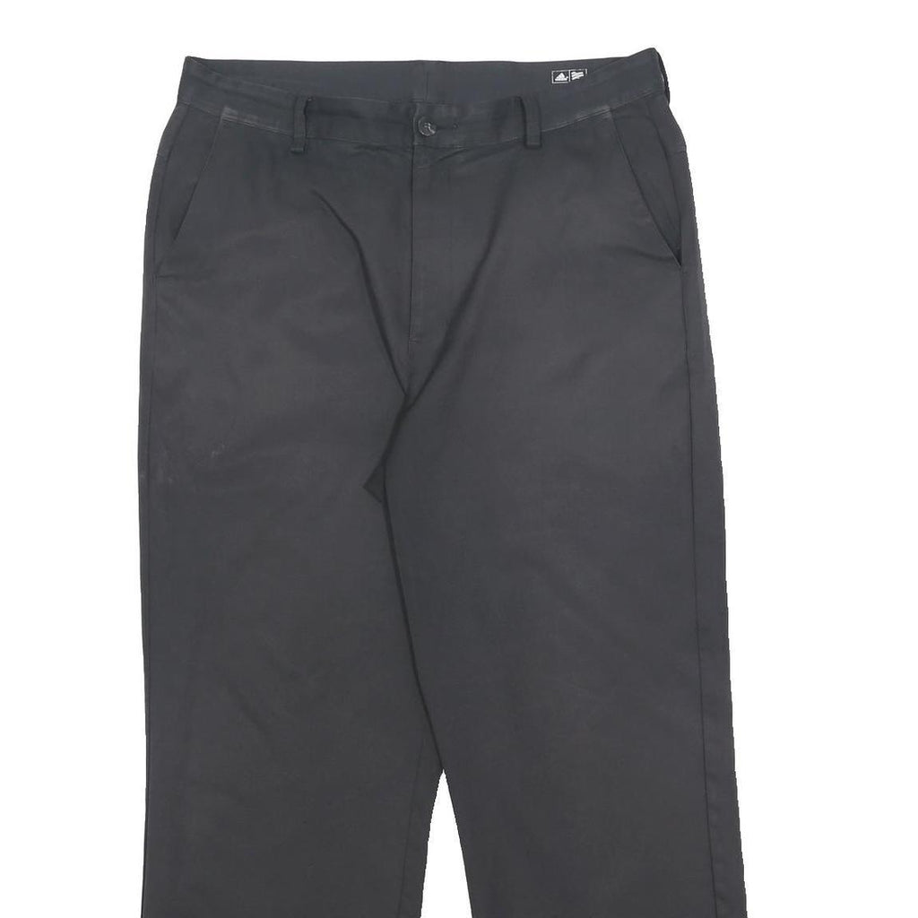 ADIDAS Mens Black Polyester Relaxed Straight Trousers W36 L30 Casual Zip Closure