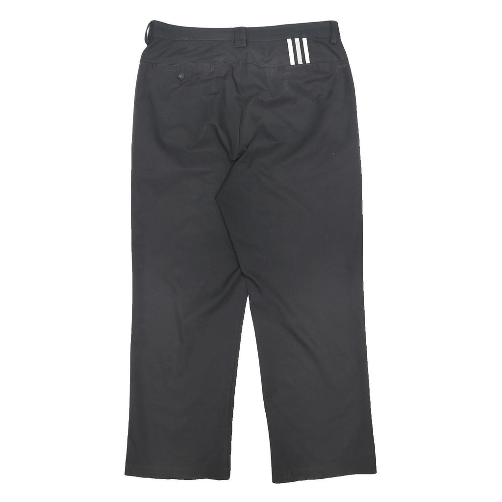 ADIDAS Mens Black Polyester Relaxed Straight Trousers W36 L30 Casual Zip Closure