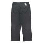 ADIDAS Mens Black Polyester Relaxed Straight Trousers W36 L30 Casual Zip Closure