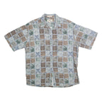 CAMPIA MODA Mens Blue Green & Brown Patterned Cotton Shirt XL Casual Holiday