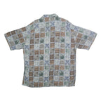 CAMPIA MODA Mens Blue Green & Brown Patterned Cotton Shirt XL Casual Holiday