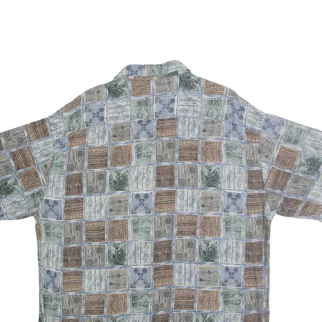 CAMPIA MODA Mens Blue Green & Brown Patterned Cotton Shirt XL Casual Holiday