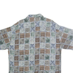 CAMPIA MODA Mens Blue Green & Brown Patterned Cotton Shirt XL Casual Holiday