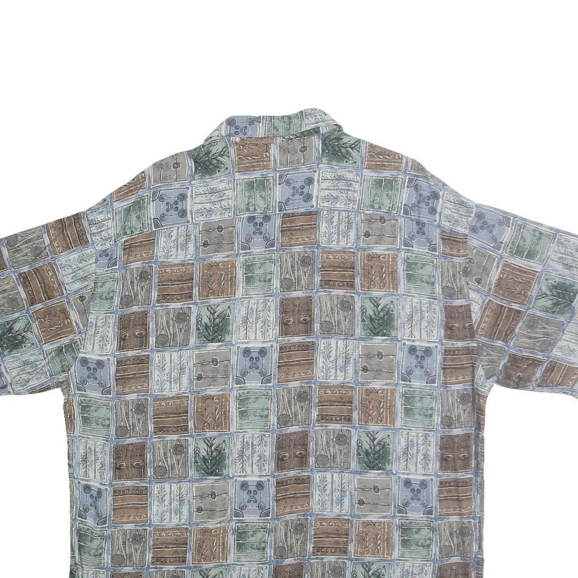 CAMPIA MODA Mens Blue Green & Brown Patterned Cotton Shirt XL Casual Holiday