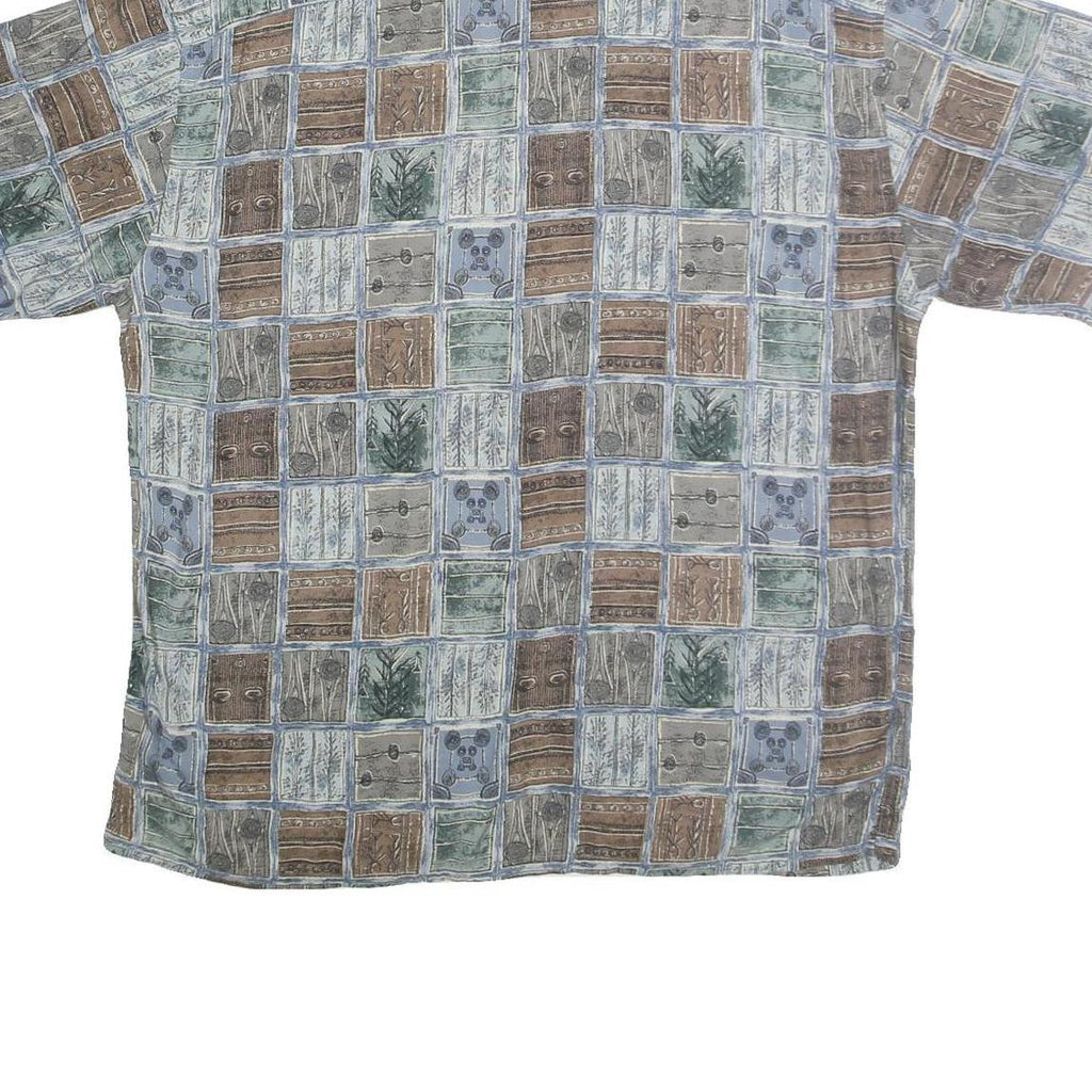CAMPIA MODA Mens Blue Green & Brown Patterned Cotton Shirt XL Casual Holiday