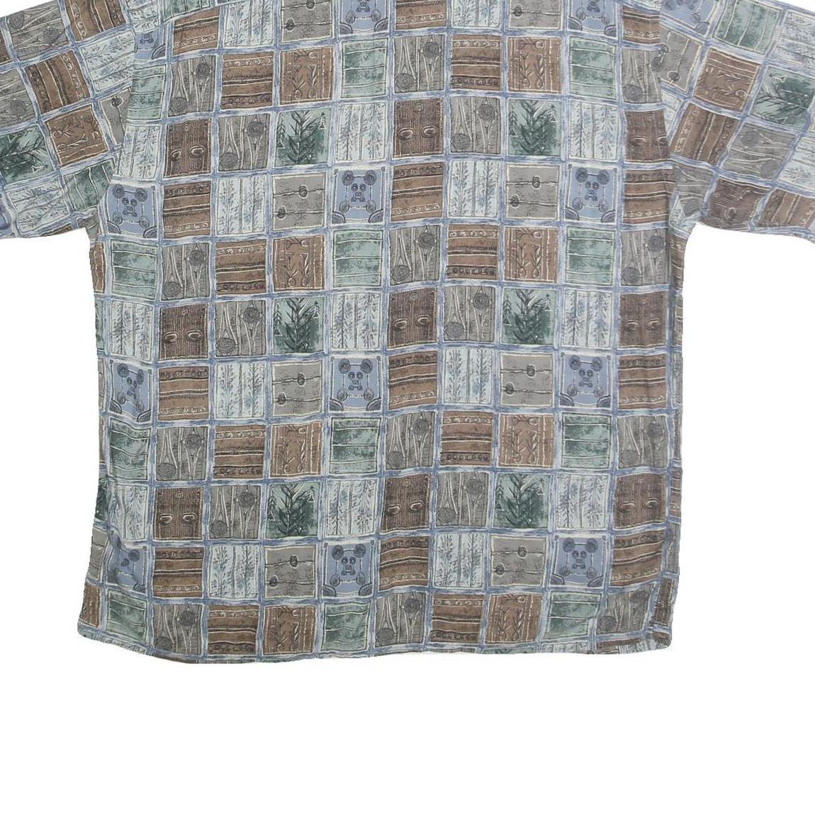 CAMPIA MODA Mens Blue Green & Brown Patterned Cotton Shirt XL Casual Holiday