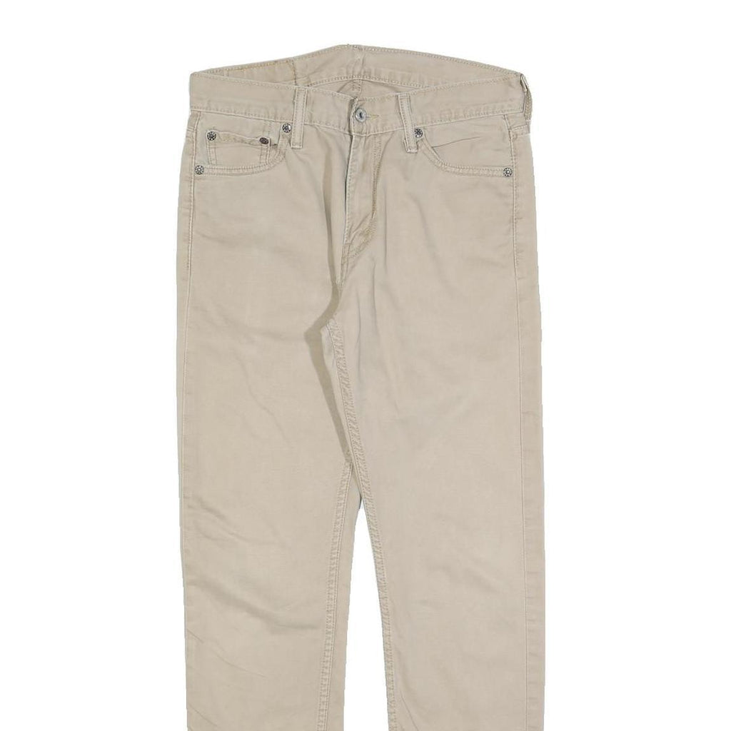 LEVI'S Mens Slim Beige Cotton Blend Zip Trousers W30 L32 Casual Straight Fit