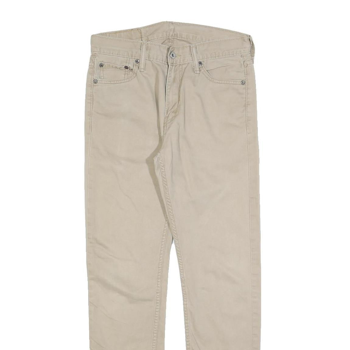 LEVI'S Mens Slim Beige Cotton Blend Zip Trousers W30 L32 Casual Straight Fit