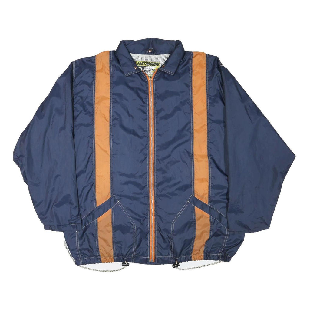 EARTHBOUND Mens Navy & Orange Casual Zip Jacket XL Polyester Blend Sporty