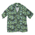 VINTAGE SUPPLY Mens Black Green Abstract Print Shirt L Relaxed Cotton Blend