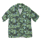 VINTAGE SUPPLY Mens Black Green Abstract Print Shirt L Relaxed Cotton Blend