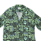 VINTAGE SUPPLY Mens Black Green Abstract Print Shirt L Relaxed Cotton Blend
