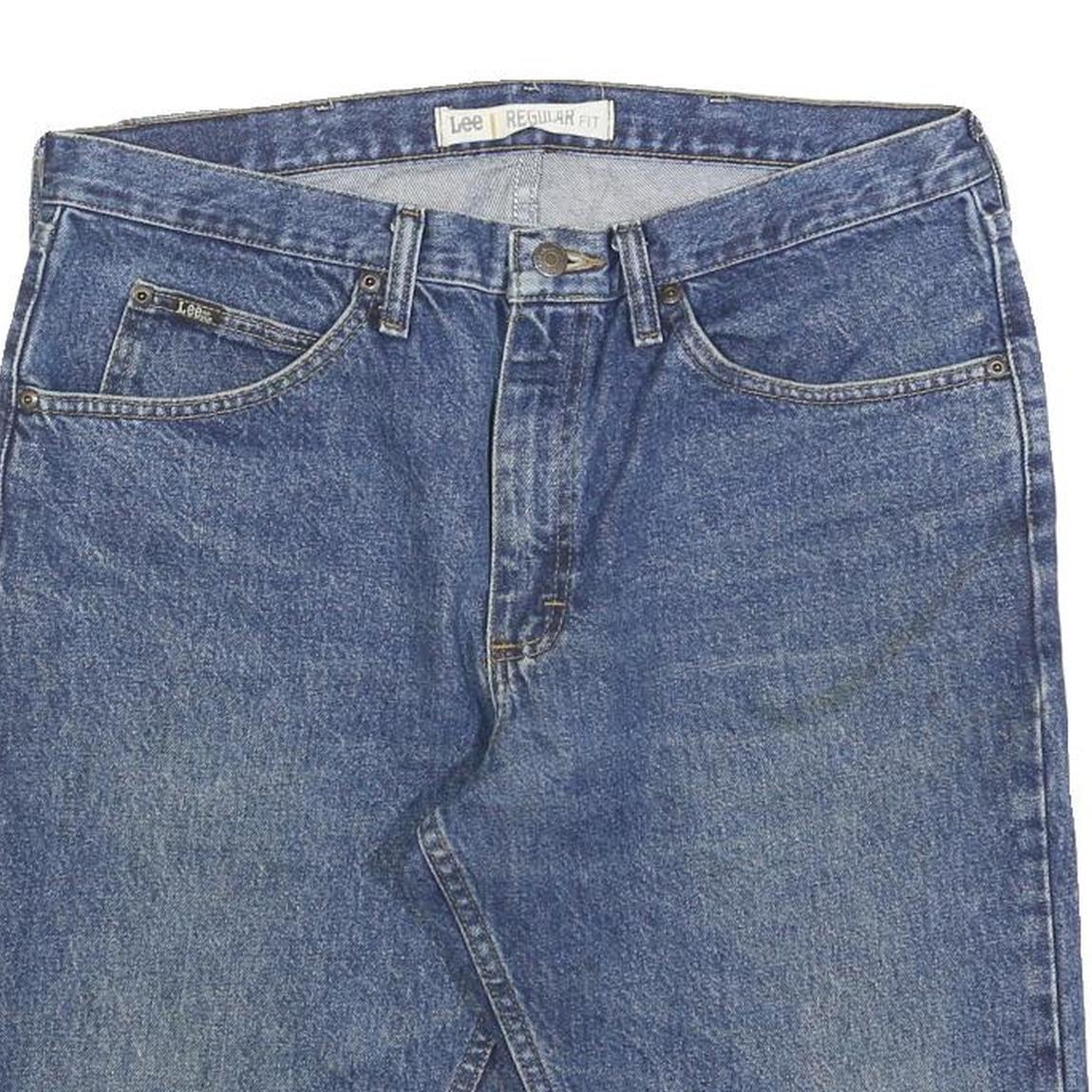 LEE Mens Shorts Blue Denim Regular Fit L W36 Classic Cotton Summer Wear