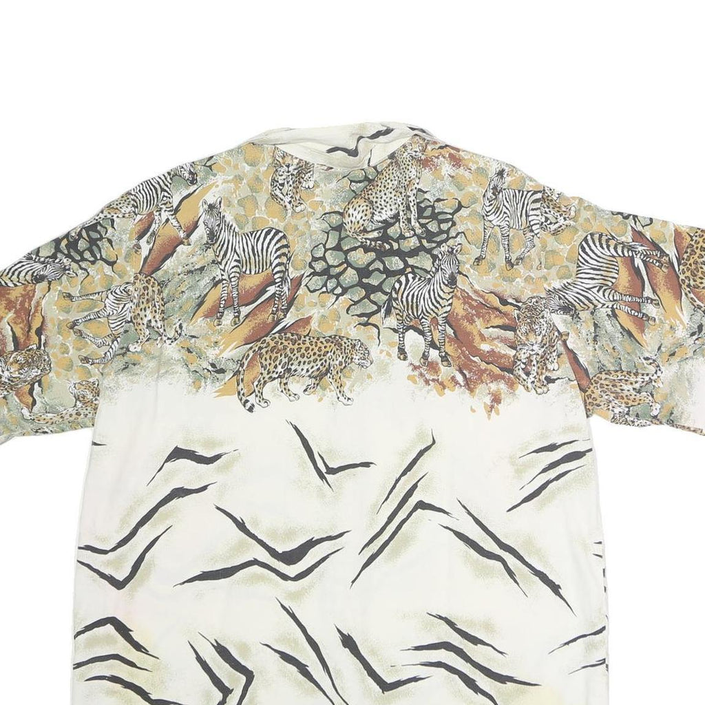 SEPERATE ISSUE Womens Cream Animal Print Shirt Short Sleeve Button Collar XL